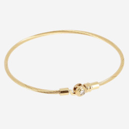 Bracelet jonc Ciao en acier PVD jaune, diamètre 58 mm et oxyde de zirconium ZAG bijoux, SBJ25380-01WHT