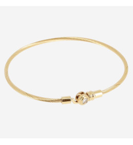 Bracelet jonc Ciao en acier PVD jaune, diamètre 58 mm et oxyde de zirconium ZAG bijoux, SBJ25380-01WHT