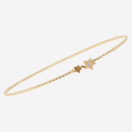 Bracelet jonc Aéris en acier PVD jaune, diamètre 60 X 50 mm et oxyde de zirconium ZAG bijoux, SBJ26672-01WHT