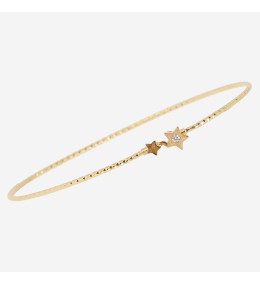 Bracelet jonc Aéris en acier PVD jaune, diamètre 60 X 50 mm et oxyde de zirconium ZAG bijoux, SBJ26672-01WHT