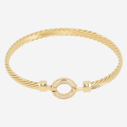 Bracelet jonc Invalis en acier PVD jaune, et oxydes de zirconium ZAG bijoux, SBJ26767-01WHT