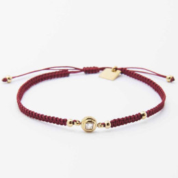 Bracelet en acier PVD jaune, cordon rouge et oxyde de zirconium ZAG bijoux, SBR21636-01DRD