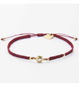 Bracelet en acier PVD jaune, cordon rouge et oxyde de zirconium ZAG bijoux, SBR21636-01DRD