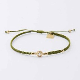 Bracelet en acier PVD jaune, cordon vert et oxyde de zirconium ZAG bijoux, SBR21636-01GRN