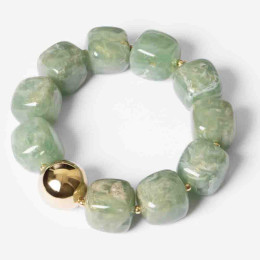 Bracelet Oedipe en acier PVD jaune, résine vert clair ZAG bijoux, SBR23531-01DGR1