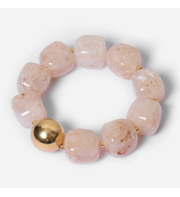 Bracelet Oedipe en acier PVD jaune, résine rose ZAG bijoux, SBR23531-01PNK1