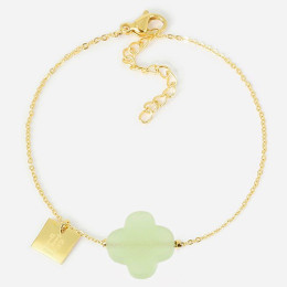 Bracelet Vega en acier PVD jaune, trèfle en verre ZAG bijoux, SBS00611-01AQU14