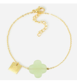 Bracelet Vega en acier PVD jaune, trèfle en verre ZAG bijoux, SBS00611-01AQU14