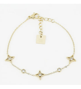 Bracelet Manhattan en acier PVD jaune, oxydes de zirconium ZAG bijoux, SBS12221-01WHT