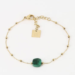 Bracelet Pablo en acier PVD jaune, malachite ZAG bijoux, SBS15220-01GRN1