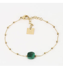 Bracelet Pablo en acier PVD jaune, malachite ZAG bijoux, SBS15220-01GRN1
