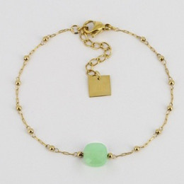 Bracelet Pablo en acier PVD jaune, chrysoprase ZAG bijoux, SBS15220-01LGR