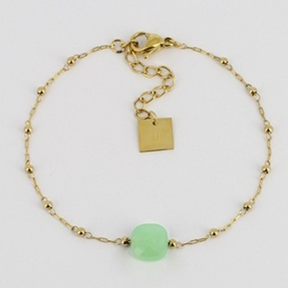 Bracelet Pablo en acier PVD jaune, chrysoprase ZAG bijoux, SBS15220-01LGR