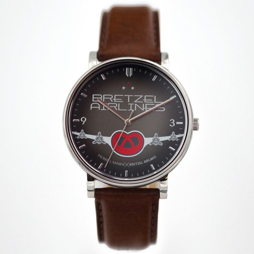 Montre Homme PIERRE LANNIER ✕ BRETZEL AIRLINES, Bretzel airlines en acier et cuir, BA01A134