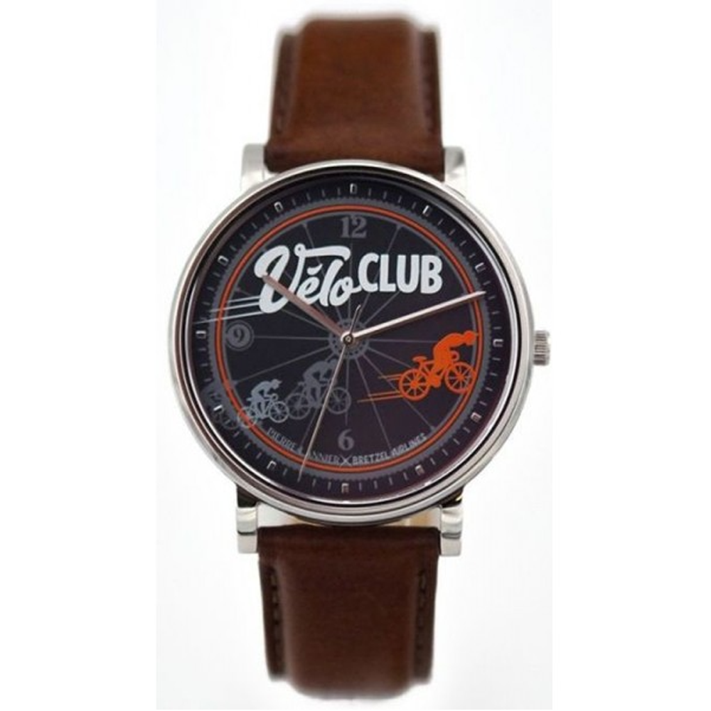Montre Homme PIERRE LANNIER ✕ BRETZEL AIRLINES, Vélo club en acier et cuir, BA04A134