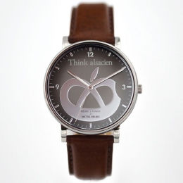 Montre Homme PIERRE LANNIER ✕ BRETZEL AIRLINES, Mac Bretzel en acier et cuir, BA06A134