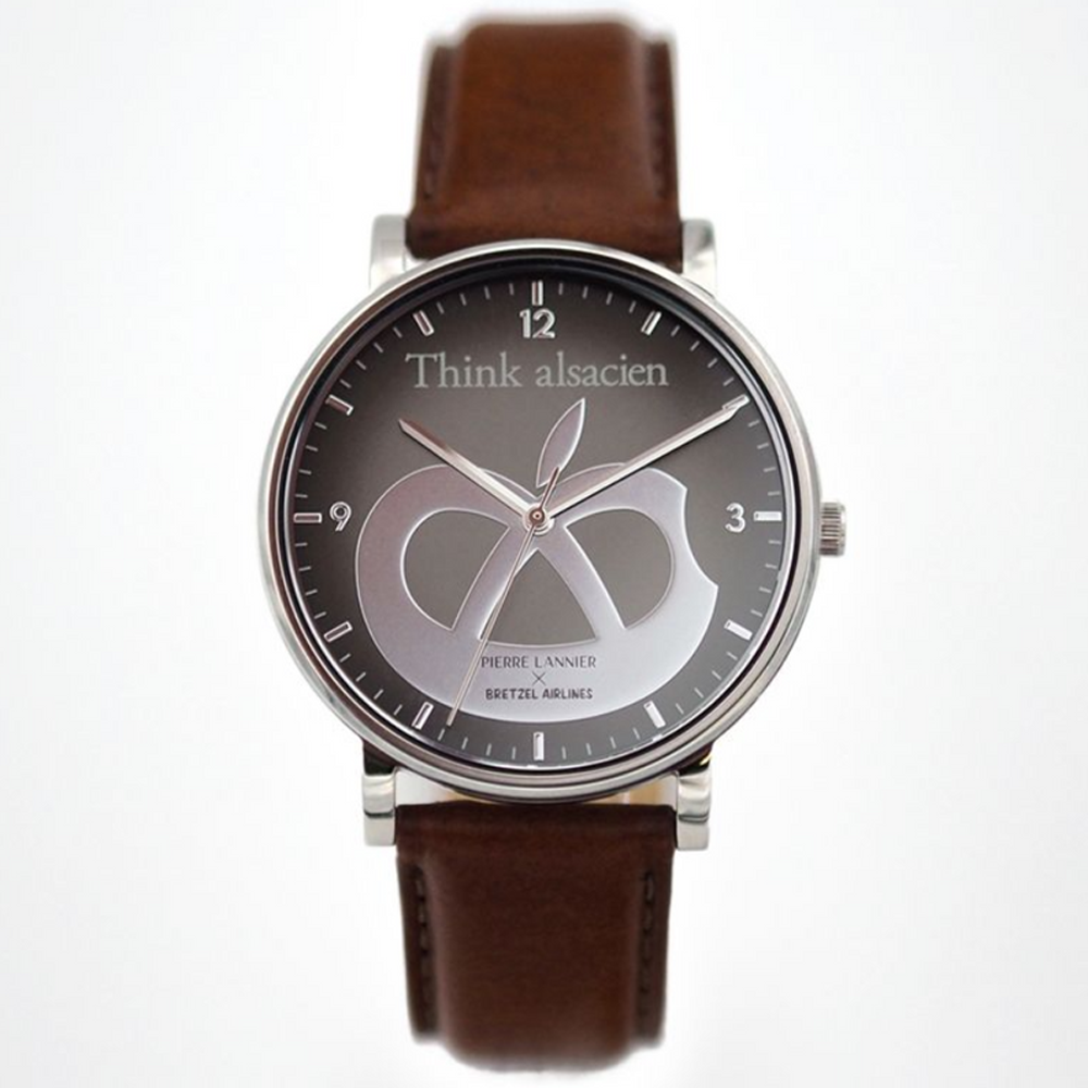 Montre Homme PIERRE LANNIER ✕ BRETZEL AIRLINES, Mac Bretzel en acier et cuir, BA06A134