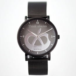 Montre Homme PIERRE LANNIER ✕ BRETZEL AIRLINES, Mac Bretzel en acier PVD noir, BA06A439