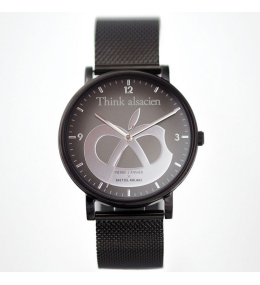 Montre Homme PIERRE LANNIER ✕ BRETZEL AIRLINES, Mac Bretzel en acier PVD noir, BA06A439