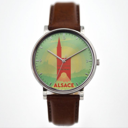 Montre Homme PIERRE LANNIER ✕ BRETZEL AIRLINES, Cathédrale de Strasbourg en acier et cuir, BA07A174