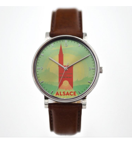 Montre Homme PIERRE LANNIER ✕ BRETZEL AIRLINES, Cathédrale de Strasbourg en acier et cuir, BA07A174