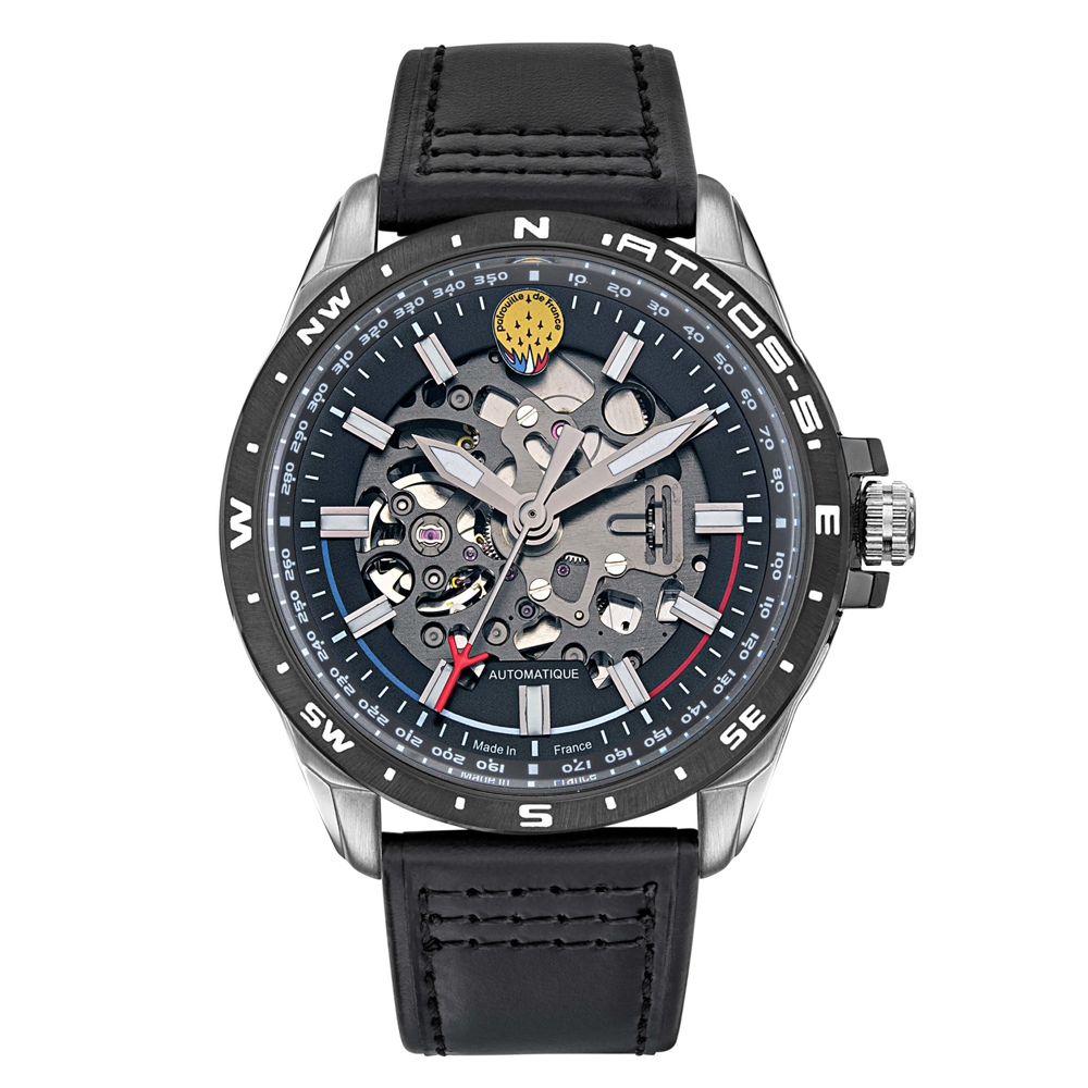 Montre Homme Patrouille De France Athos 5, Automatique, acier et cuir 668116