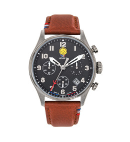 Montre Homme Patrouille De France Athos 7 chronographe, acier et cuir 668138