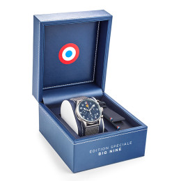 Montre Homme Patrouille De France, Edition spéciale BIG NINE limitée à 1953 exemplaires, Chronographe, acier et cuir 668906