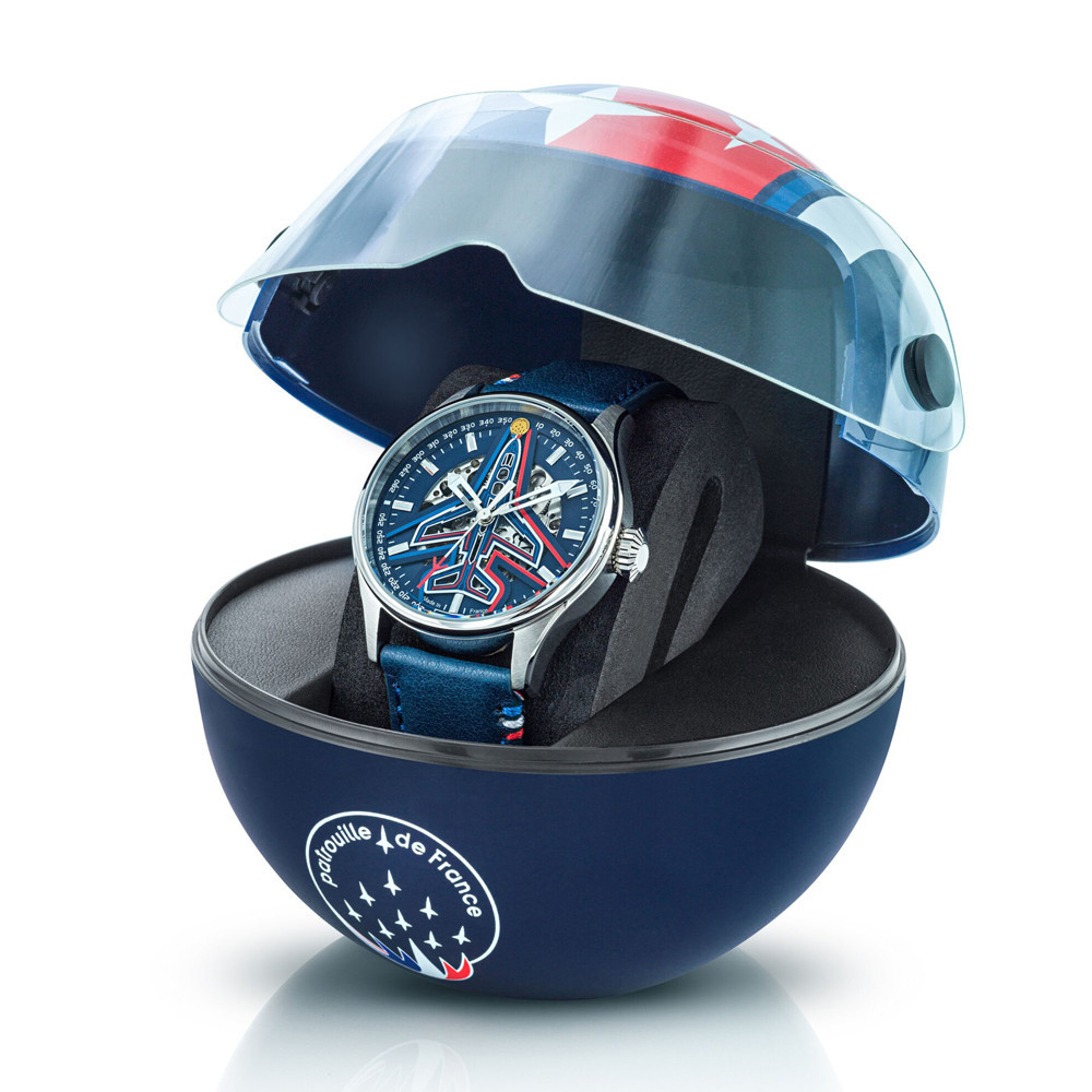 Montre Homme Patrouille De France, édition numérotée, limitée à 700 ex. Coffret Athos, Automatique, acier et cuir, 668910