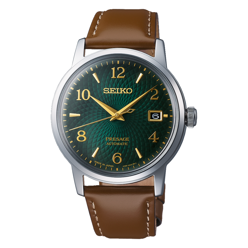 Montre Homme SEIKO PRESAGE (Cocktail time) Automatique 3 aiguilles acier et cuir SRPE45J1