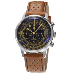 Montre Homme Lip Rallye, 40mm, chronographe Meca-quartz en acier et cuir 671826