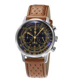 Montre Homme Lip Rallye, 40mm, chronographe Meca-quartz en acier et cuir 671826