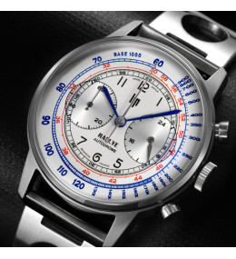 Montre Lip Rallye 671827 - Chrono Méca-Quartz Argenté & Cuir