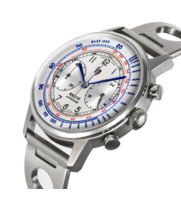 Montre Lip Rallye 671827 - Chrono Méca-Quartz Argenté & Cuir