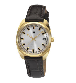 Montre Homme Lip , Général de Gaulle, 35 mm, Automatique, acier PVD jaune et cuir 671881