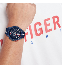 Montre Homme Tommy Hilfiger Bank 1792169 - Chrono Bleu & Silicone