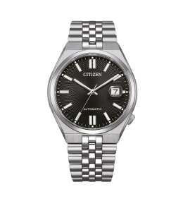 Montre homme Citizen, Tsuyosa 60 cadran noir et acier automatique, NK0020-55E