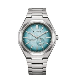 Montre homme Citizen, Zenshin 60 cadran gris bleu, super titanium automatique, NK5020-58L