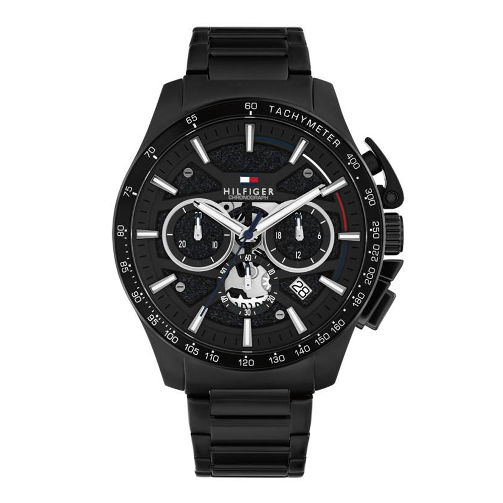 Montre Homme Tommy Hilfiger Bank, chronographe en acier PVD noir 1792262