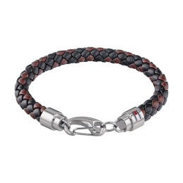 Bracelet homme Tommy Hilfiger, Casual, Acier et cuir noir et marron tressé, 2790047