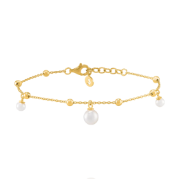Bracelet Jourdan Bijoux Aurélia, argent 925/1000 doré or jaune et perles de culutre AJF170207B