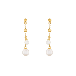 Boucles d'oreilles pendantes Jourdan Bijoux Aurélia, argent 925/1000 doré or jaune et perles de culture AJF170208E