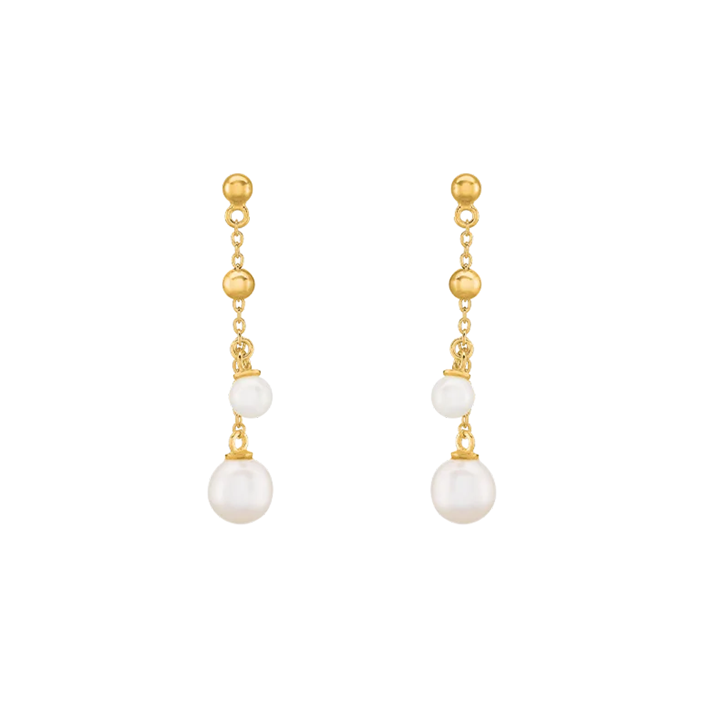 Boucles d'oreilles pendantes Jourdan Bijoux Aurélia, argent 925/1000 doré or jaune et perles de culture AJF170208E