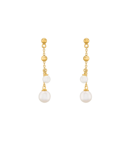 Boucles d'oreilles pendantes Jourdan Bijoux Aurélia, argent 925/1000 doré or jaune et perles de culture AJF170208E