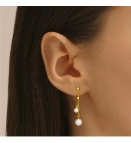 Boucles d'oreilles Jourdan Aurélia AJF170208E - Argent Doré & Perles