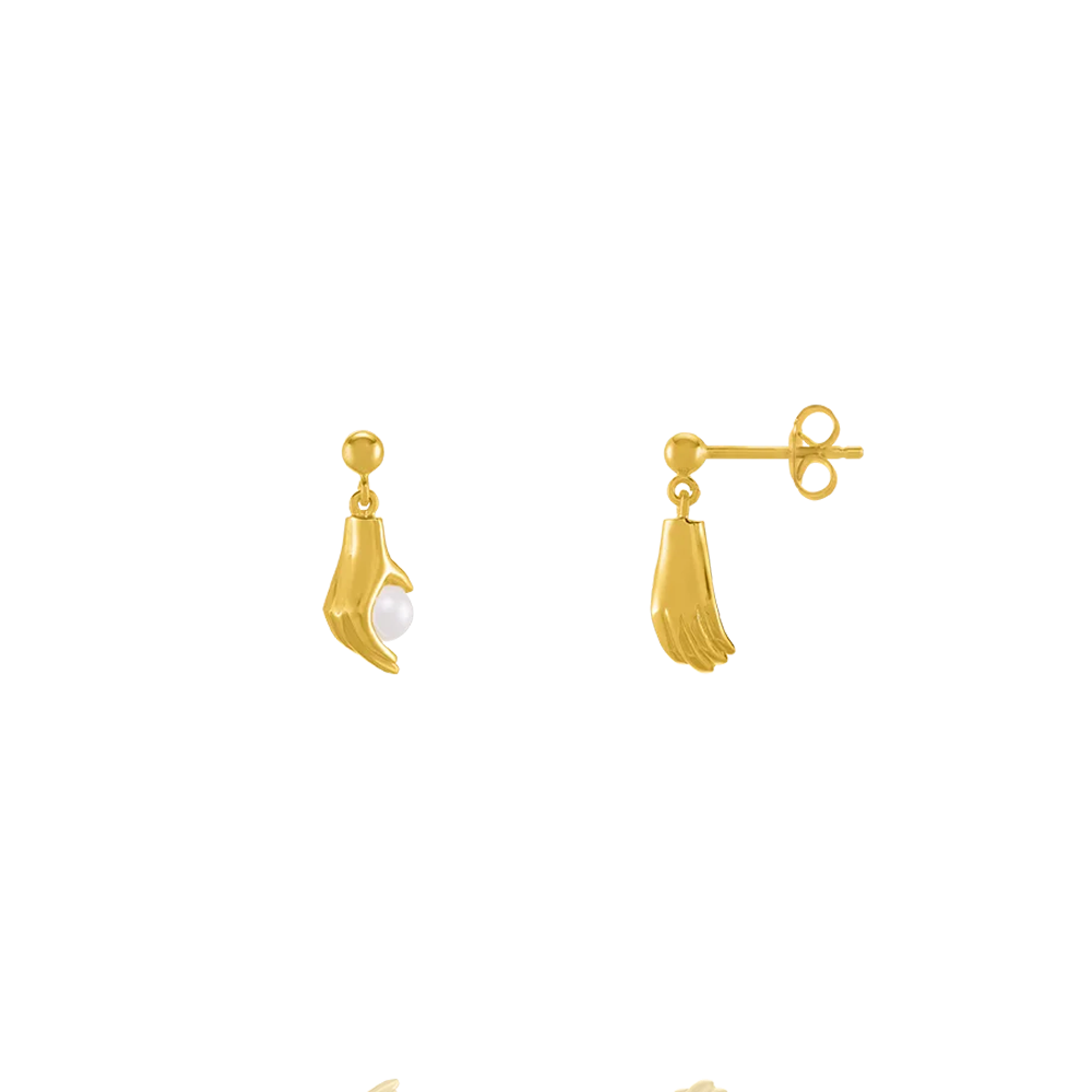 Boucles d'oreilles pendantes Jourdan Bijoux Hélicé, argent 925/1000 doré or jaune et perles de culture AJF170233E