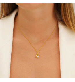 Collier Jourdan Hélicé AJF170237N - Pendentif Argent Doré & Perle