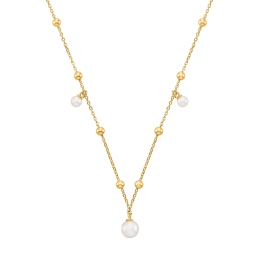 Collier Jourdan Bijoux Aurélia, argent 925/1000 doré or jaune et perles de culutre AJF170206N
