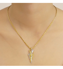 Collier Jourdan Roxane Argent Doré & Cœur Oxydes Zirconium