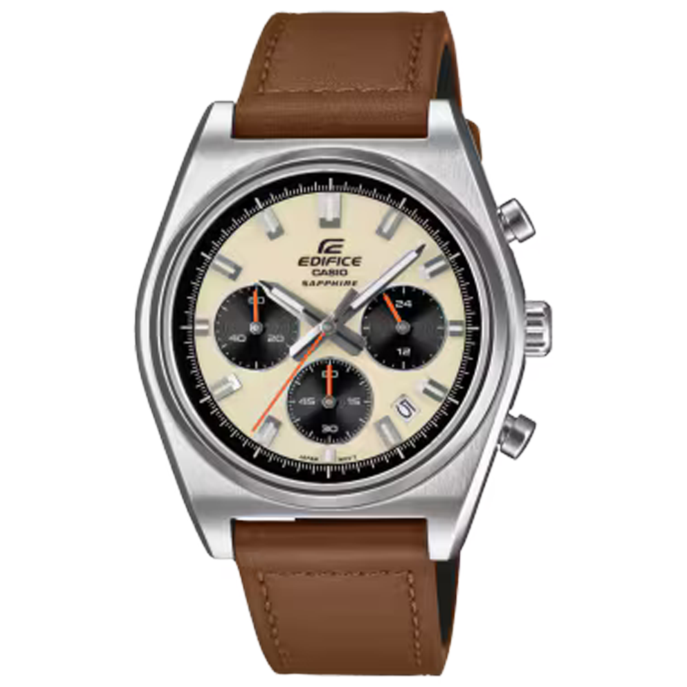 Montre CASIO EDIFICE chrnographe acier et cuir, EFB-730L-7AVUEF